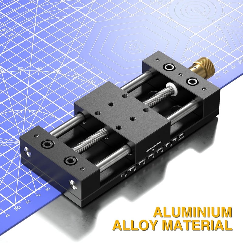 Eyes.sys Manual Linear Stage 75mm Sliding Table Linear Rail Guide Aluminium Alloy Slide Stage with Ruler and Base, Manual Translation Displacement Station - Image 2